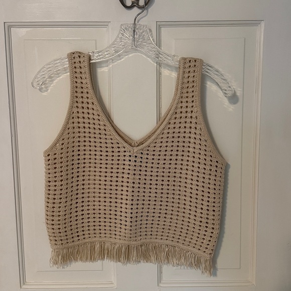 vestique Tops - Fringed Knit Tank Top